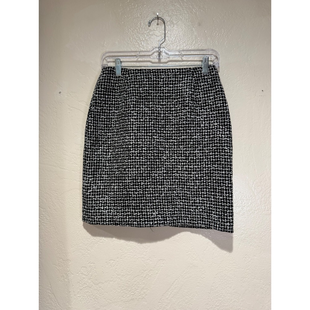 JRT Newport News Black White Tweed Boucle Mini Skirt Womens 6 Lined Professional